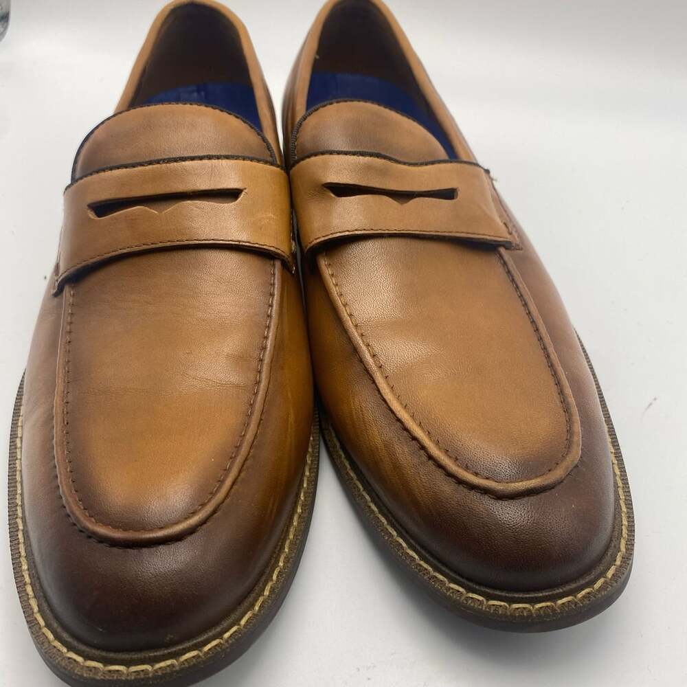 Vince Camuto Layton Penny Loafers Brown Leather Slip On ShoesSize 10 (DS1032)